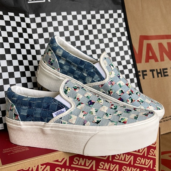 Vans Classic Slip On Platforms WMNS Woven Denim/Floral - Picture 6 of 16